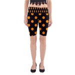 Polka Dots - Dark Orange on Black Yoga Cropped Leggings