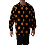 Polka Dots - Dark Orange on Black Hooded Wind Breaker (Kids)