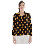 Polka Dots - Dark Orange on Black Wind Breaker (Women)