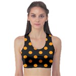 Polka Dots - Dark Orange on Black Women s Sports Bra