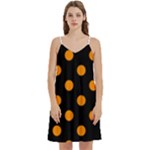 Polka Dots - Dark Orange on Black Women s Reversible Sports Bra with Border