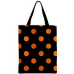 Polka Dots - Dark Orange on Black Zipper Classic Tote Bag