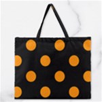 Polka Dots - Dark Orange on Black Zipper Large Tote Bag