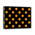 Polka Dots - Dark Orange on Black Deluxe Canvas 14  x 11  (Stretched)