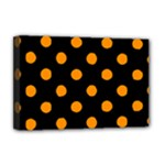 Polka Dots - Dark Orange on Black Deluxe Canvas 18  x 12  (Stretched)
