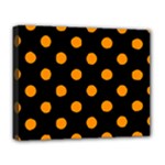 Polka Dots - Dark Orange on Black Deluxe Canvas 20  x 16  (Stretched)
