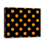 Polka Dots - Dark Orange on Black Canvas 10  x 8  (Stretched)