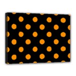 Polka Dots - Dark Orange on Black Canvas 16  x 12  (Stretched)