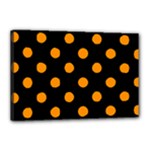 Polka Dots - Dark Orange on Black Canvas 18  x 12  (Stretched)