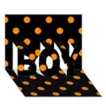 Polka Dots - Dark Orange on Black BOY 3D Greeting Card (7x5)