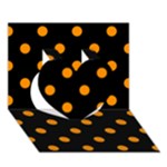 Polka Dots - Dark Orange on Black Heart 3D Greeting Card (7x5)