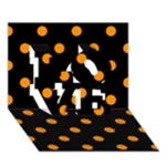 Polka Dots - Dark Orange on Black LOVE 3D Greeting Card (7x5)