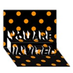 Polka Dots - Dark Orange on Black YOU ARE INVITED 3D Greeting Card (7x5)
