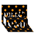 Polka Dots - Dark Orange on Black Miss You 3D Greeting Card (7x5)