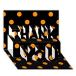 Polka Dots - Dark Orange on Black THANK YOU 3D Greeting Card (7x5)