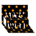 Polka Dots - Dark Orange on Black Get Well 3D Greeting Card (7x5)