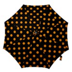Polka Dots - Dark Orange on Black Hook Handle Umbrella (Small)