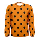 Polka Dots - Black on Orange Men s Long Sleeve T-shirt