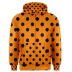 Polka Dots - Black on Orange Men s Zipper Hoodie