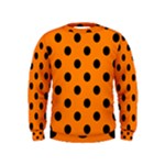 Polka Dots - Black on Orange Kid s Sweatshirt