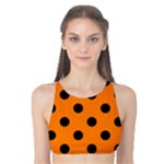 Polka Dots - Black on Orange Tank Bikini Top