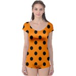 Polka Dots - Black on Orange Boyleg Leotard (Ladies)