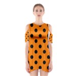 Polka Dots - Black on Orange Women s Cutout Shoulder Dress