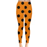 Polka Dots - Black on Orange Women s Leggings