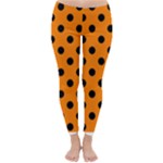 Polka Dots - Black on Orange Winter Leggings