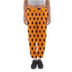 Polka Dots - Black on Orange Women s Jogger Sweatpants