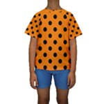 Polka Dots - Black on Orange Kid s Short Sleeve Swimwear