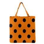 Polka Dots - Black on Orange Grocery Tote Bag