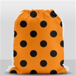 Polka Dots - Black on Orange Drawstring Bag (Small)