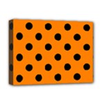 Polka Dots - Black on Orange Deluxe Canvas 16  x 12  (Stretched)