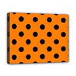 Polka Dots - Black on Orange Canvas 10  x 8  (Stretched)