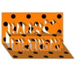Polka Dots - Black on Orange Happy Birthday 3D Greeting Card (8x4)