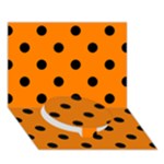 Polka Dots - Black on Orange Circle Bottom 3D Greeting Card (7x5)