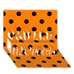 Polka Dots - Black on Orange YOU ARE INVITED 3D Greeting Card (7x5)