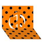 Polka Dots - Black on Orange Peace Sign 3D Greeting Card (7x5)