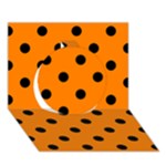 Polka Dots - Black on Orange Circle 3D Greeting Card (7x5)