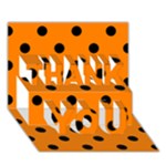 Polka Dots - Black on Orange THANK YOU 3D Greeting Card (7x5)
