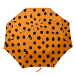 Polka Dots - Black on Orange Folding Umbrella