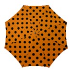 Polka Dots - Black on Orange Golf Umbrella