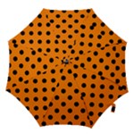 Polka Dots - Black on Orange Hook Handle Umbrella (Small)