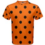 Polka Dots - Black on Safety Orange Men s Cotton Tee