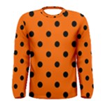 Polka Dots - Black on Safety Orange Men s Long Sleeve T-shirt