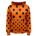 Polka Dots - Black on Safety Orange Women s Pullover Hoodie