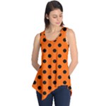 Polka Dots - Black on Safety Orange Sleeveless Tunic