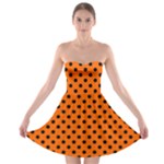 Polka Dots - Black on Safety Orange Strapless Bra Top Dress