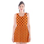 Polka Dots - Black on Safety Orange Scoop Neck Skater Dress